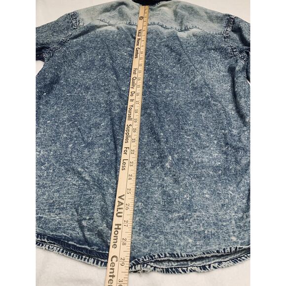 DRILL Clothing Company NYC Snap Distressed Blue 44" Chest Tab Sleeve Splatter - Picture 13 of 16